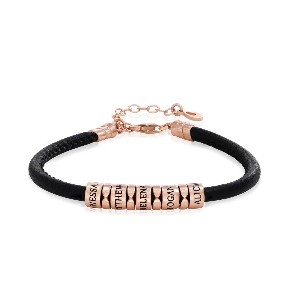 The Vegan-Leather Bracelet  with Beads in 18ct Rose Gold Plating product photo