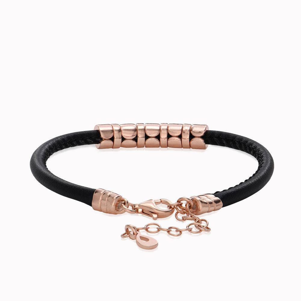 Faux Leather Zirconia Bracelet in 18K Rose Gold Plating-3 product photo