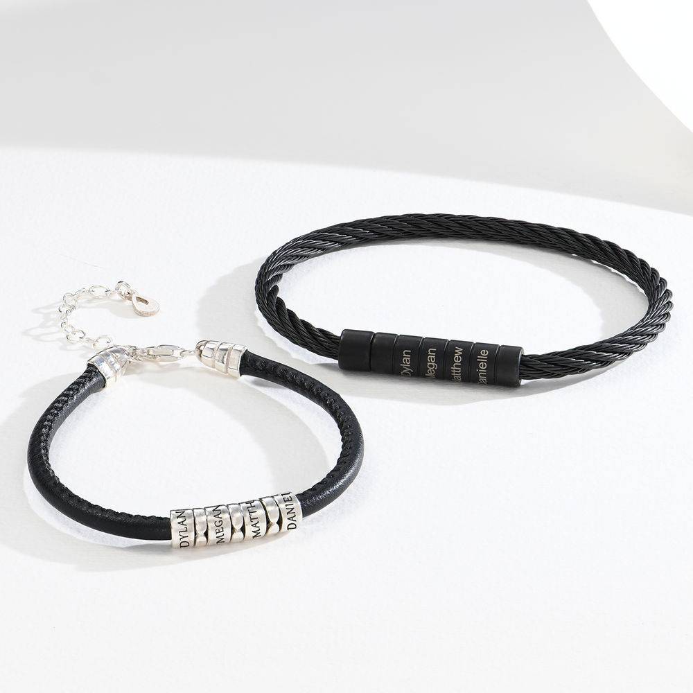 His & Hers Bracelets: Steel and Leather product photo