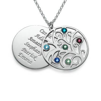 Family Tree Necklace - Filigree Birthstone product photo