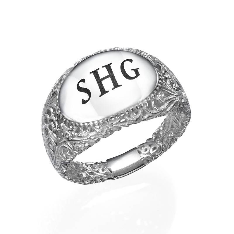 Filigree Signet Ring in Silver product photo