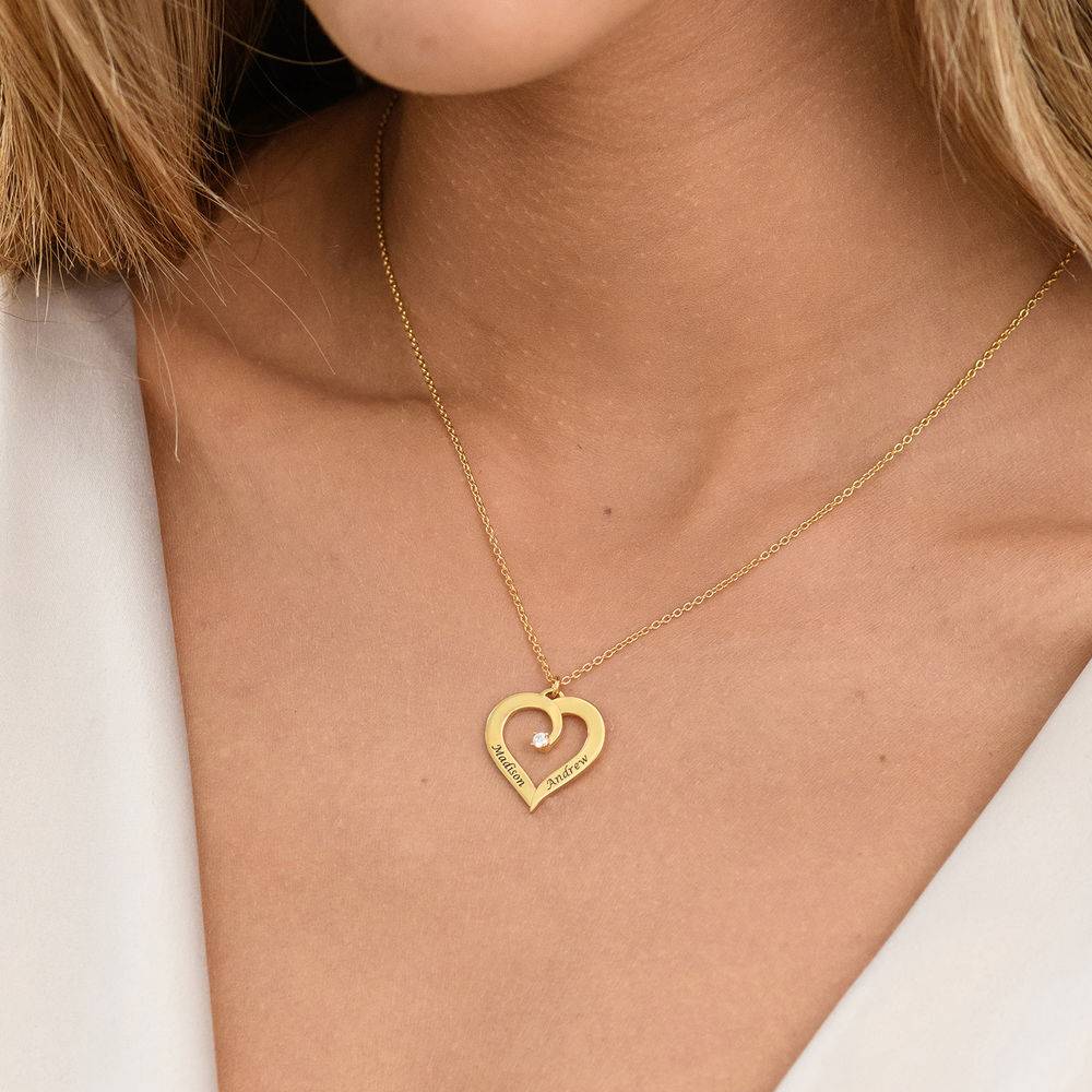 Fine Diamond Custom Heart Necklace in Gold Plating product photo