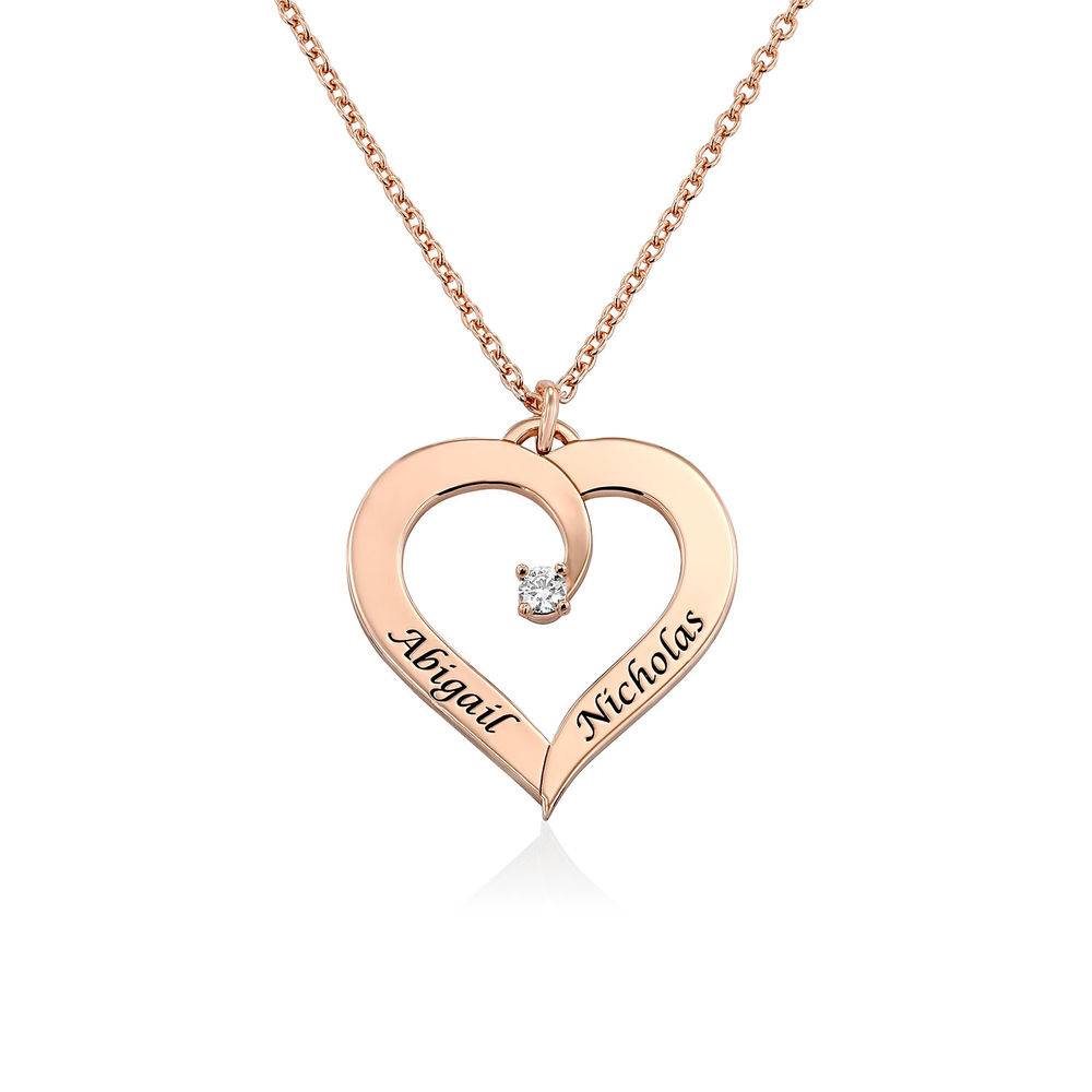 Fine Diamond Custom Heart Necklace in Rose Gold Plating product photo