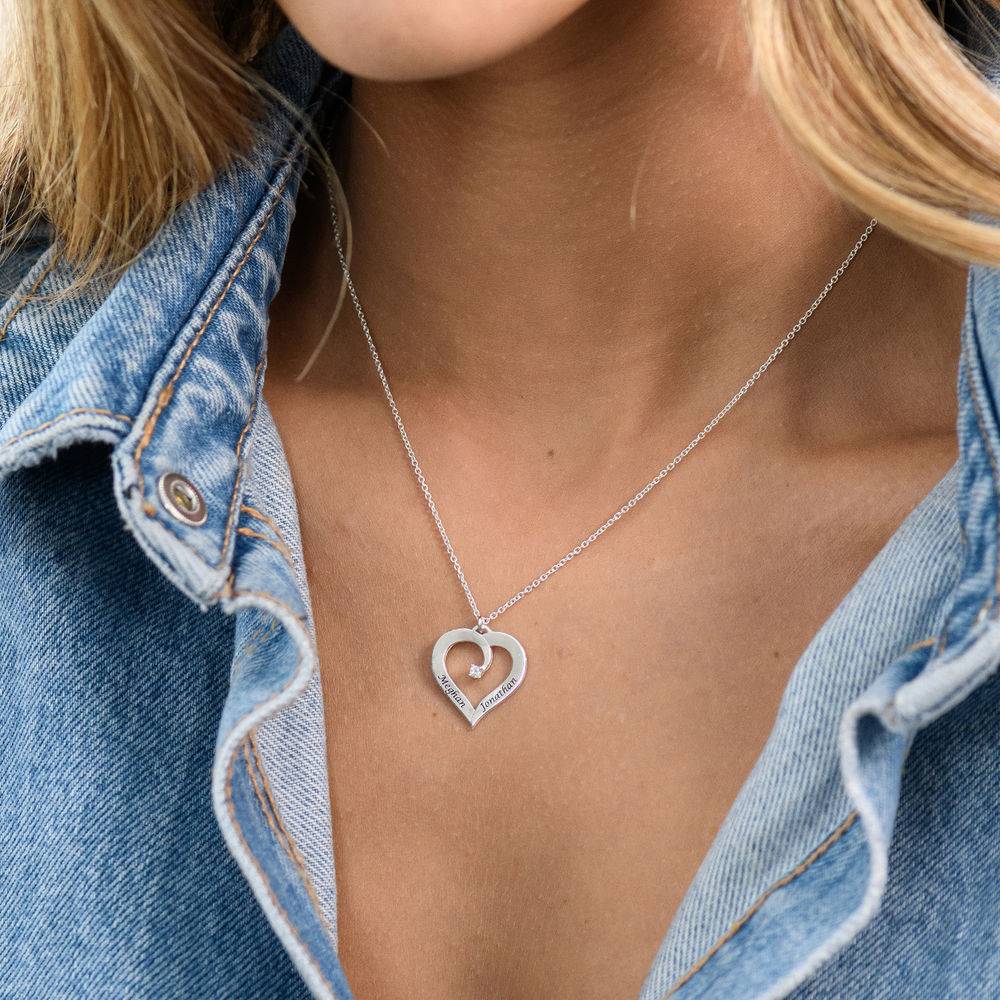 Fine Diamond Custom Heart Necklace in Sterling Silver product photo