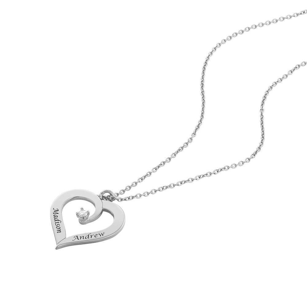 Hjertehalskæde i Sterling Sølv med diamant-2 produkt billede