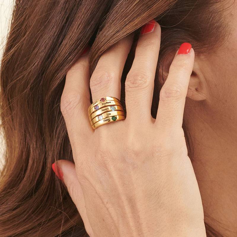 Moeder Ring met Vijf Stenen Goud Verguld - Groot Formaat Productfoto