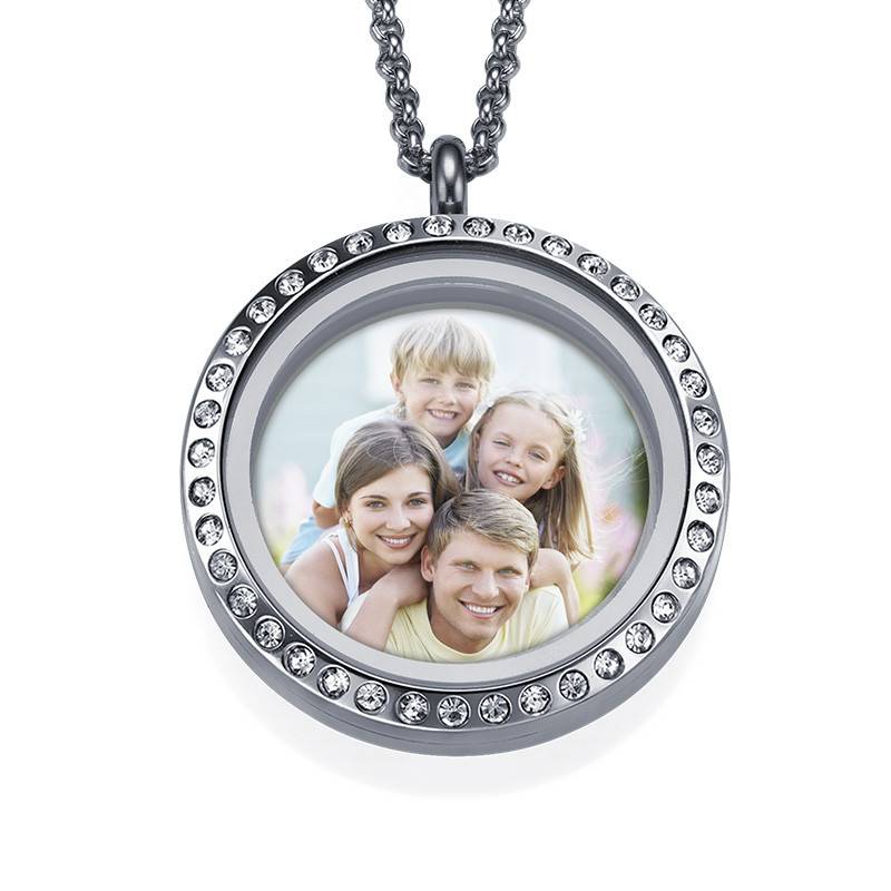 Floating Locket Photo Necklace in Stainless Steel-1 product photo
