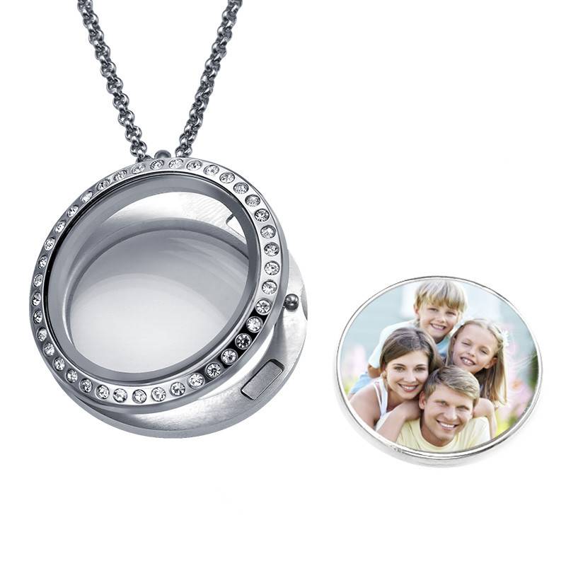 Floating Locket Photo Necklace in Stainless Steel-2 product photo