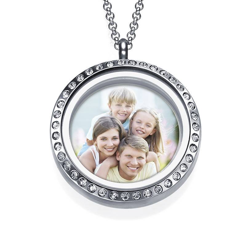 Floating Locket Photo Necklace in Stainless Steel-4 product photo