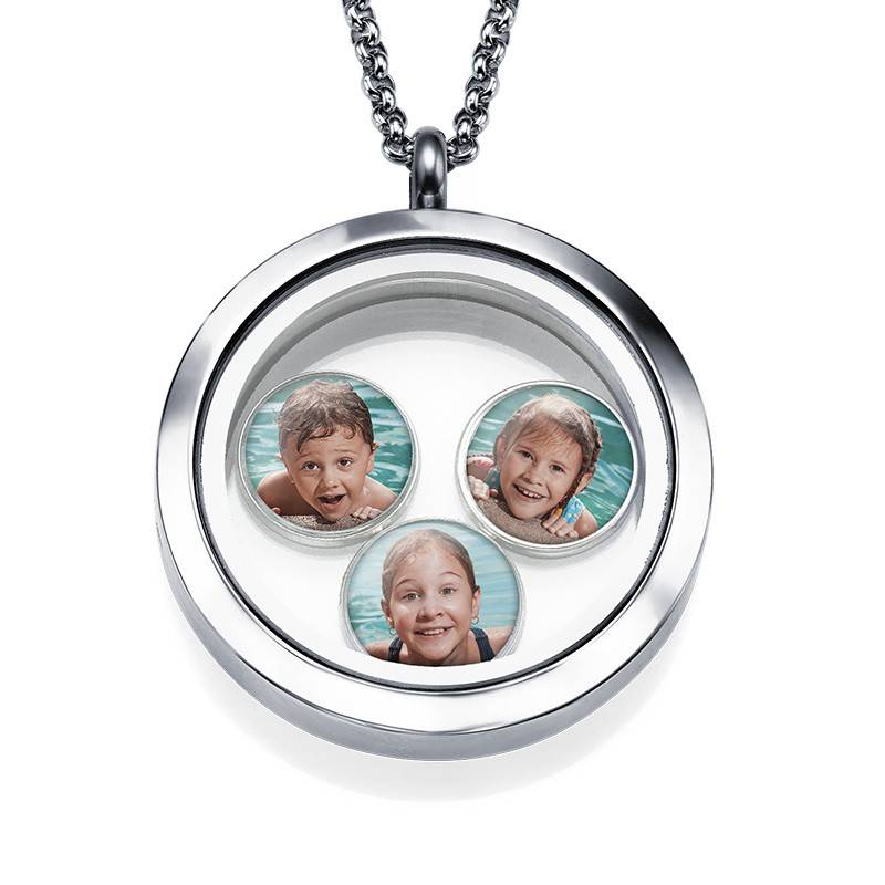 Floating Locket with Photo Charms in Stainless Steel product photo