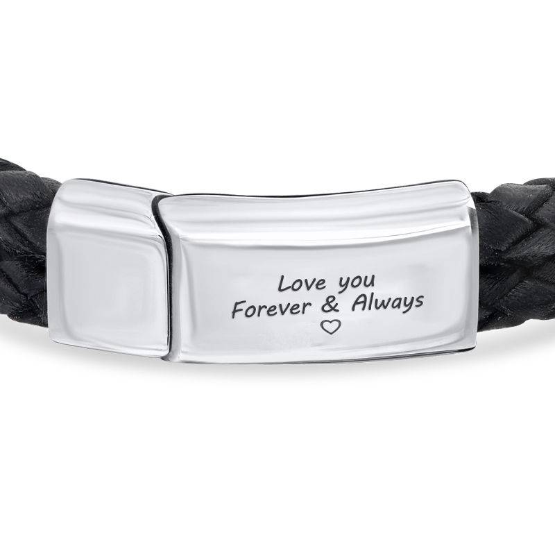 Forever & Always Black Leather Bracelet for Men-4 product photo