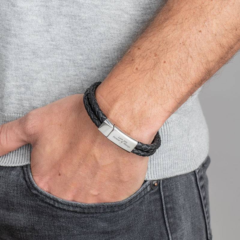 Forever & Always Black Leather Bracelet for Men-1 product photo