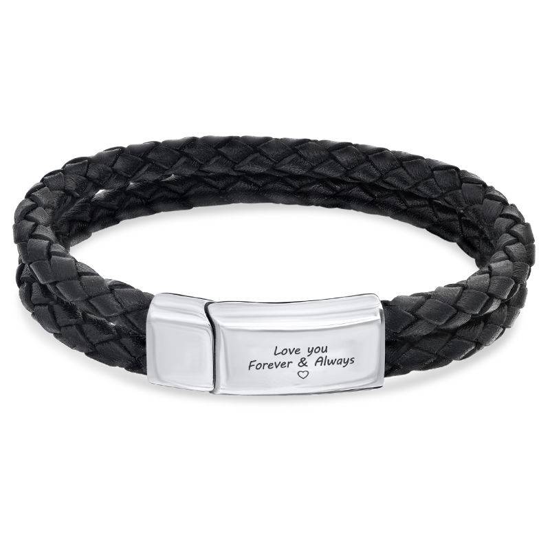 Forever & Always Black Leather Bracelet for Men-2 product photo