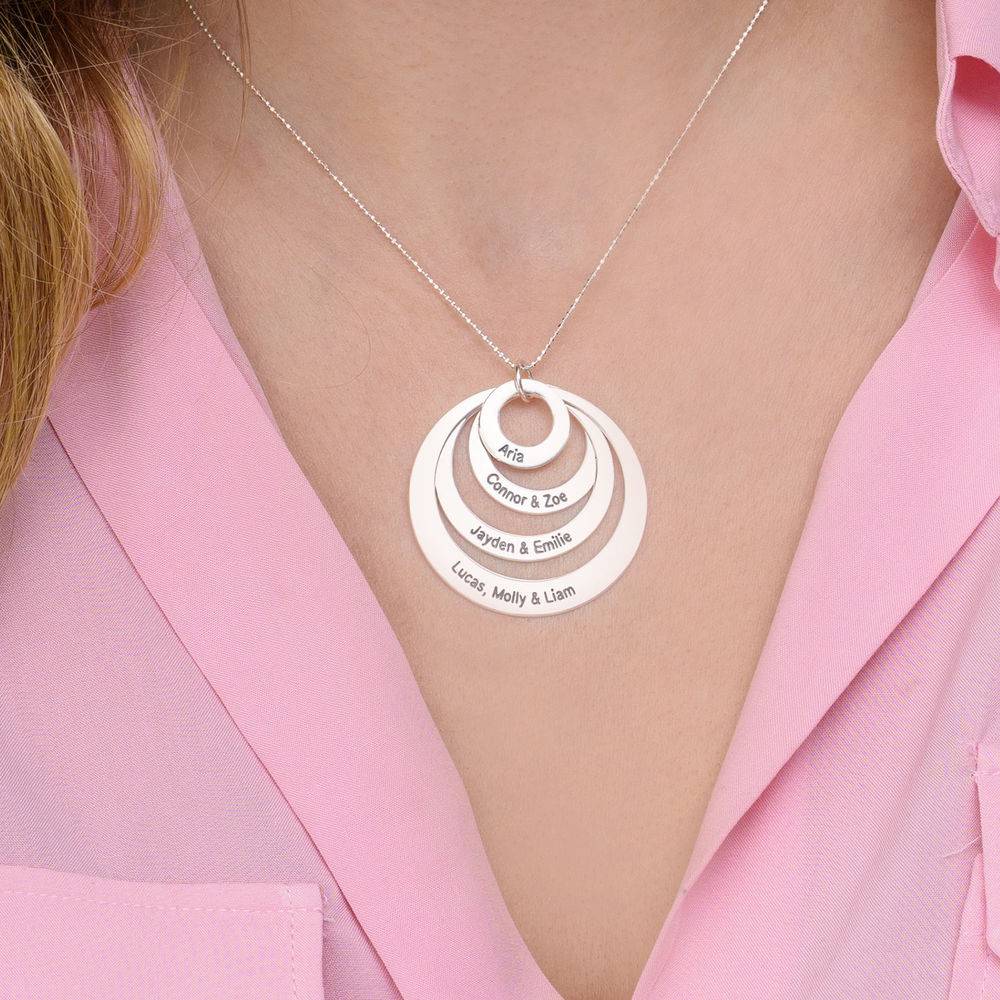 Four Open Circles Necklace with Engraving in 10ct White Gold-1 product photo