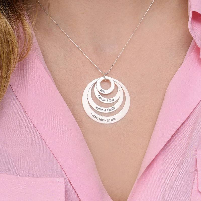Four Open Circles Necklace with Engraving in 10ct White Gold-4 product photo