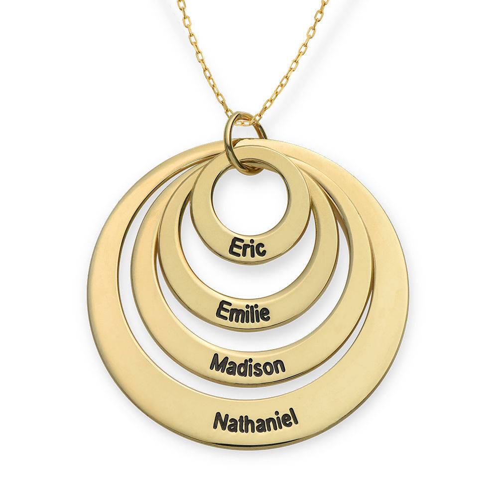 Four Open Circles Necklace with Engraving in 10ct Yellow Gold product photo