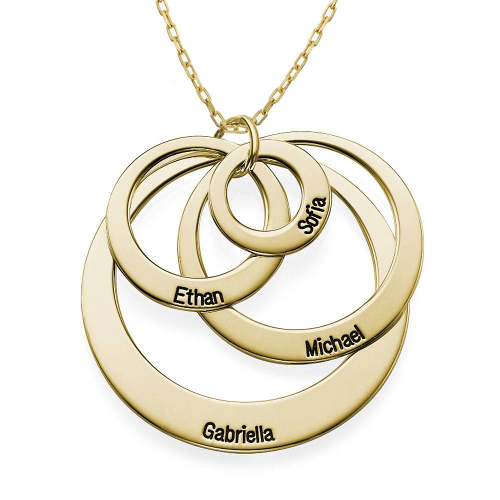 Four Open Circles Necklace with Engraving in 10ct Yellow Gold product photo