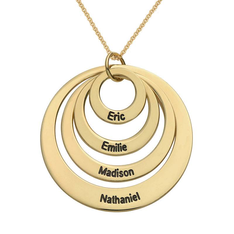 Four Open Circles Necklace with Engraving Plated in 18ct Gold Vermeil-3 product photo