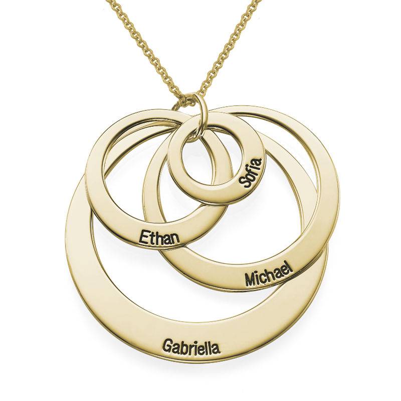 Four Open Circles Necklace with Engraving Plated in 18ct Gold Vermeil-1 product photo