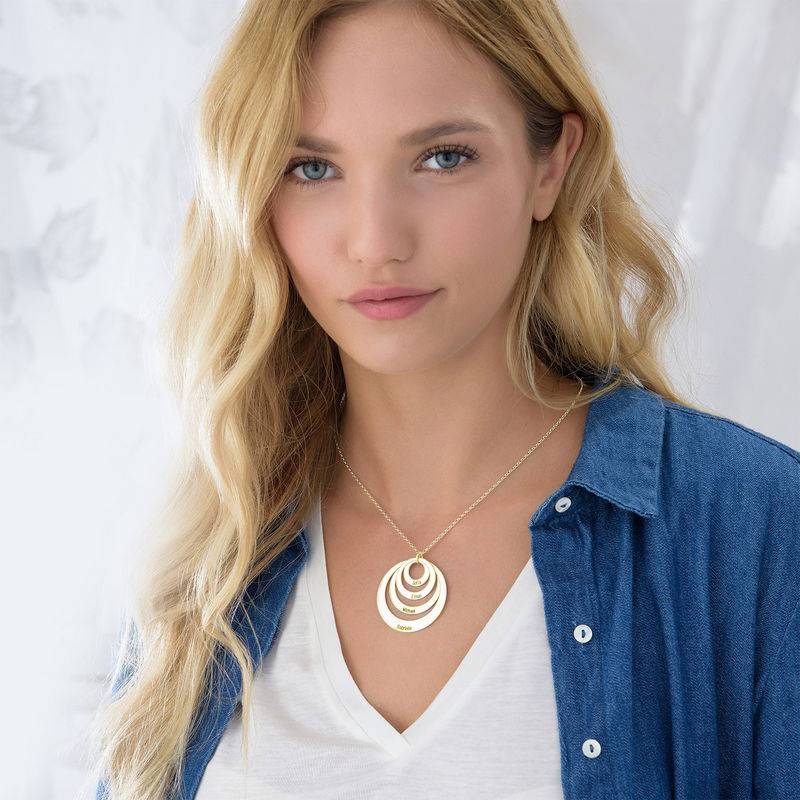 Four Open Circles Necklace with Engraving Plated in 18ct Gold Vermeil-2 product photo
