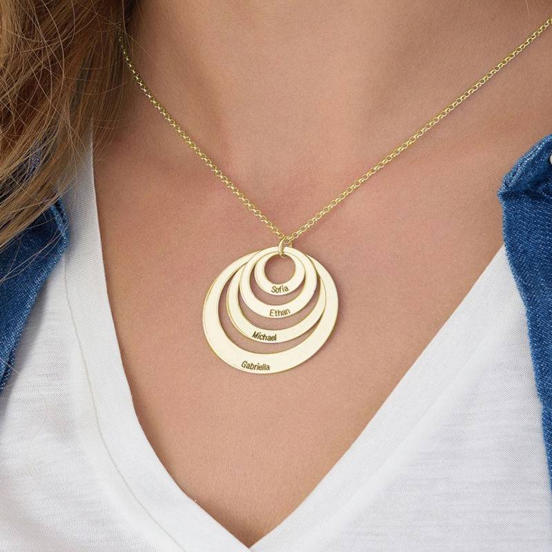 Four Open Circles Necklace with Engraving Plated in 18ct Gold Vermeil-4 product photo