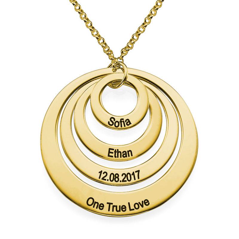 Four Open Circles Necklace with Engraving in 18ct Gold Plating-6 product photo