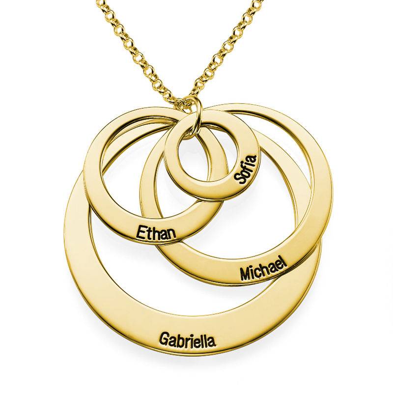 Four Open Circles Necklace with Engraving in 18ct Gold Plating-3 product photo