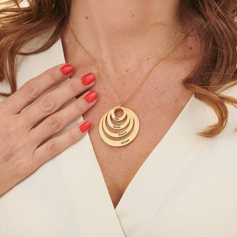 Four Open Circles Necklace with Engraving in 18ct Gold Plating-2 product photo