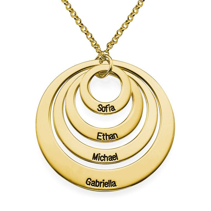 Four Open Circles Necklace with Engraving in Gold Plating-7 product photo