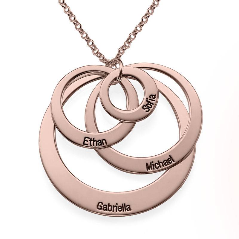 Four Open Circles Necklace with Engraving in 18ct Rose Gold Plating-5 product photo