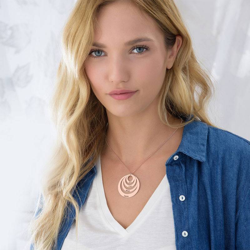 Four Open Circles Necklace with Engraving in 18ct Rose Gold Plating-6 product photo