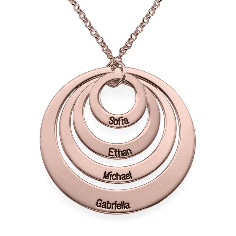 Four Open Circles Necklace with Engraving in Rose Gold Plating-7 product photo