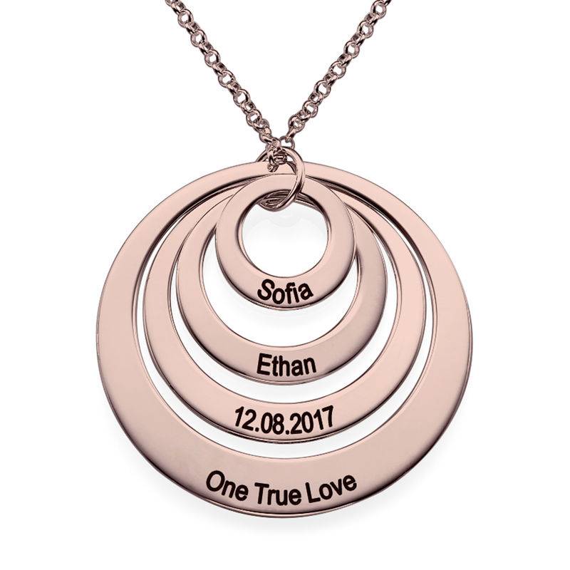 Four Open Circles Necklace with Engraving in Rose Gold Plating-5 product photo