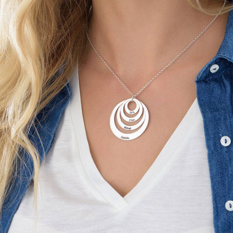 Four Open Circles Necklace with Engraving in Sterling Silver product photo