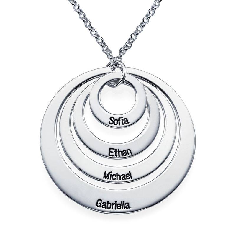 Four Open Circles Necklace with Engraving in Sterling Silver-2 product photo