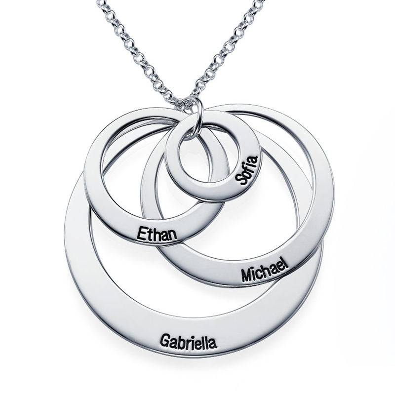 Four Open Circles Necklace with Engraving in Sterling Silver-1 product photo