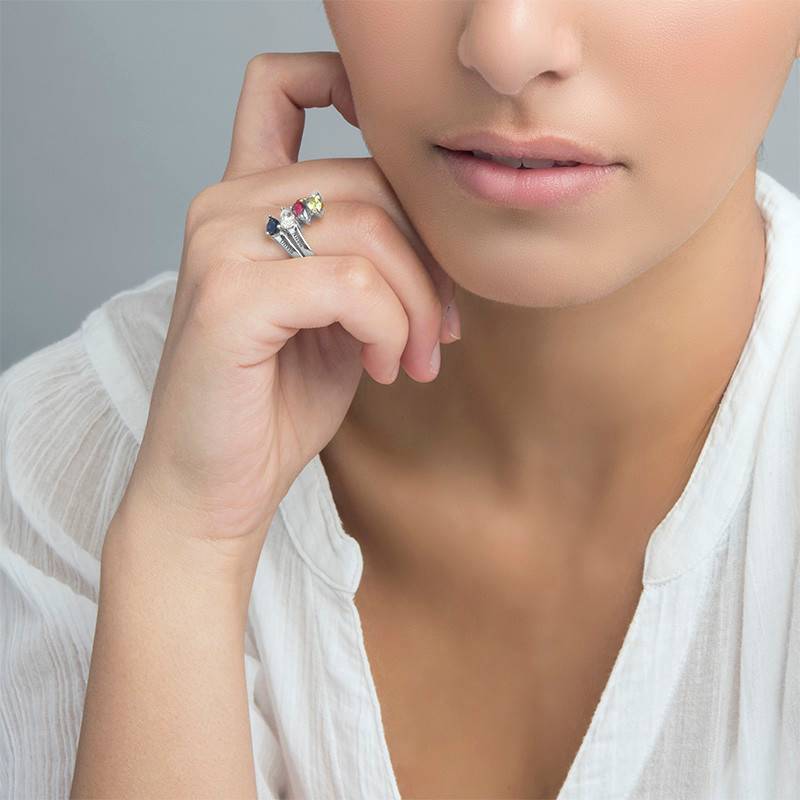 Four Stone Mothers Ring in Sterling Silver-3 product photo