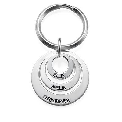 Gift for Mum - Three Disc Engraved Keyring in Sterling Silver 925-3 product photo