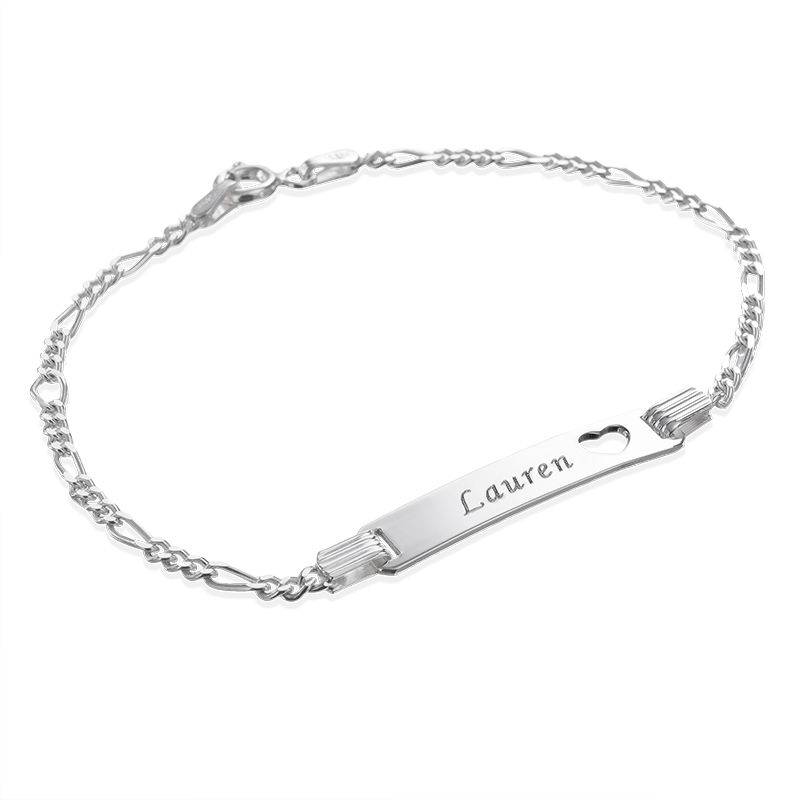 Girl's Silver ID Bracelet with Heart product photo