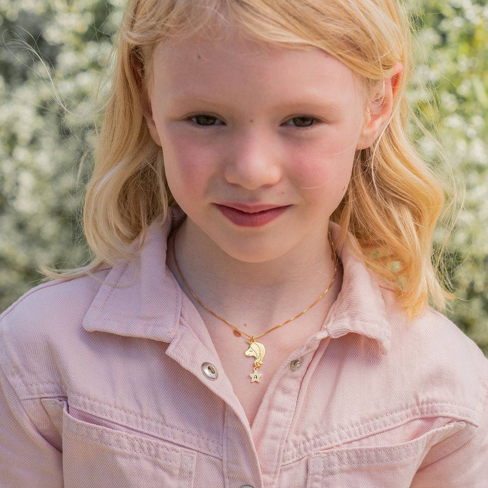Einhorn Halskette für Mädchen - 750er vergoldetes Silber-3 Produktfoto