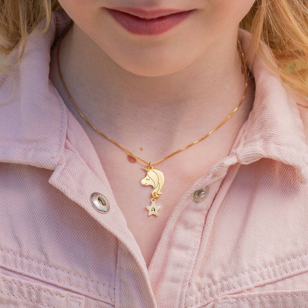 Einhorn Halskette für Mädchen - 750er vergoldetes Silber Produktfoto