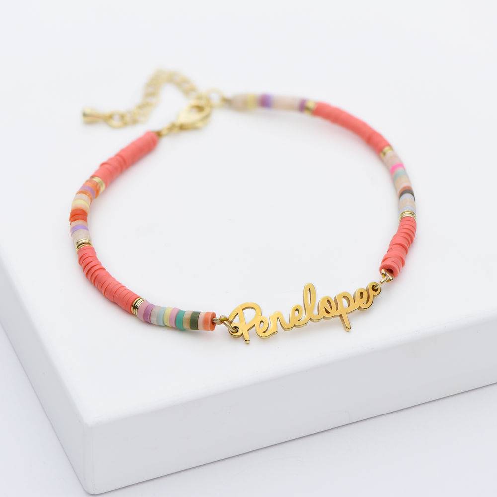 Gold Bead Name Bracelet in Gold Plating-4 product photo