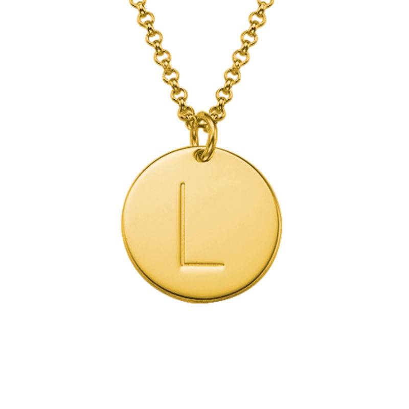 Initial Disk Charm Necklace - Gold Plated-5 product photo