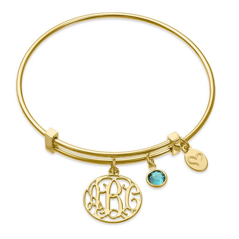 Gold Plated Cut Out Monogram Bangle with Charms product photo