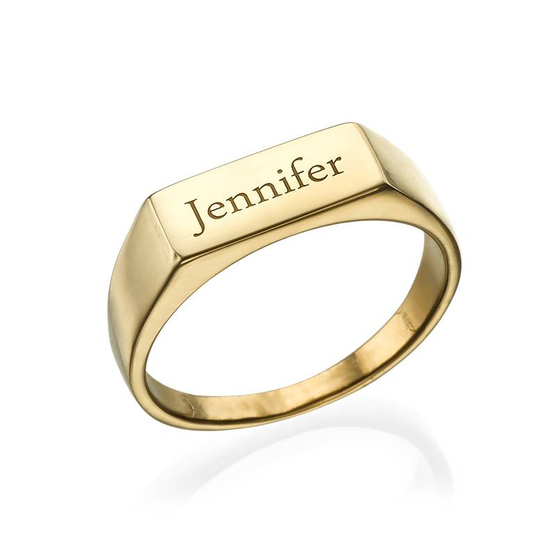 Engraved Signet Ring in 18ct Gold Plating product photo