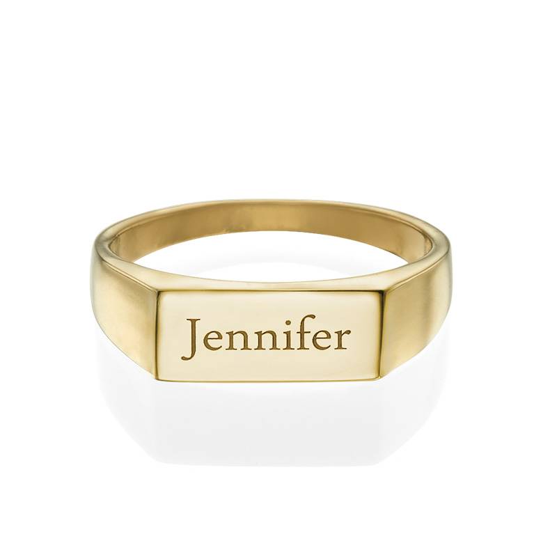 Gold Plated Engraved Signet Ring-2 product photo