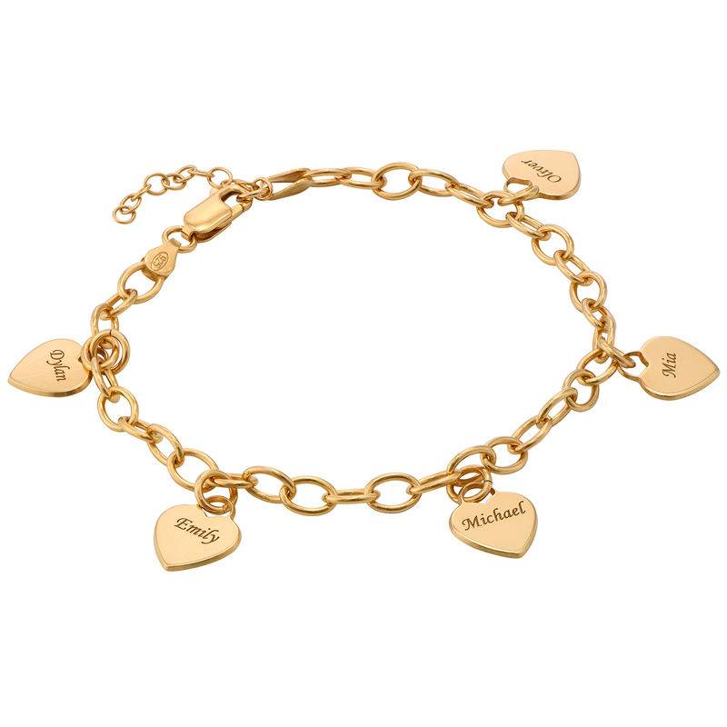 Gravierbares Armband mit Herz Charms - 750er vergoldetes Silber Produktfoto