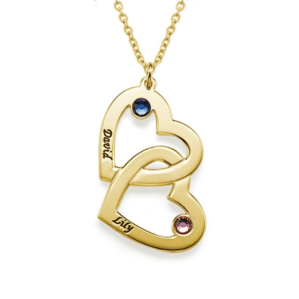 Heart in Heart Necklace with Birthstones in 18ct Gold Plating-1 product photo