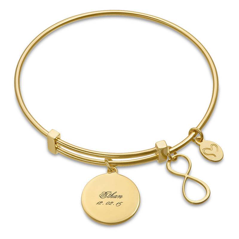 Gold Plated Infinity Charm Bangle Bracelet product photo