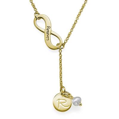 Infinity Y Shaped Birthstone Necklace in 18ct Gold Plating-2 product photo